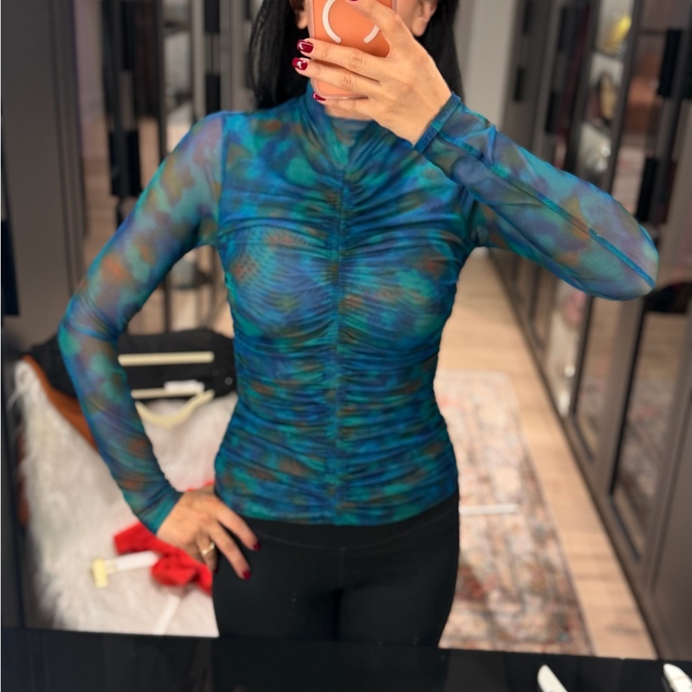 Rails Multicolor Sheer Long Sleeve Blouse